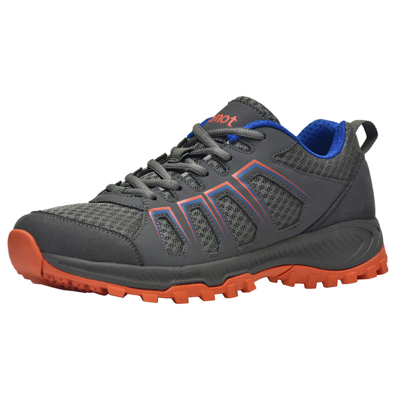 riemot Men's Hiking Shoes, Grey Orange, Lightweight Trail Running Shoes, Athletic Outdoor Trainers - Knixmax