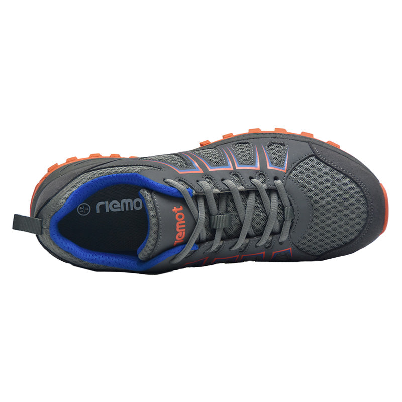riemot Men's Hiking Shoes, Grey Orange, Lightweight Trail Running Shoes, Athletic Outdoor Trainers - Knixmax