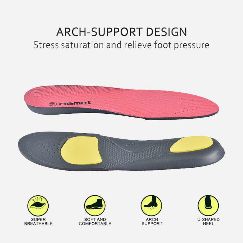 riemot Women's Orthotic Sport Insoles Pink Full Length Inner Soles with Arch Support - Knixmax