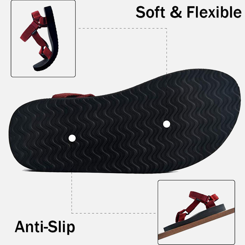 riemot Walking Sandals for Women Red Ladies Casual Summer Shoes - Knixmax